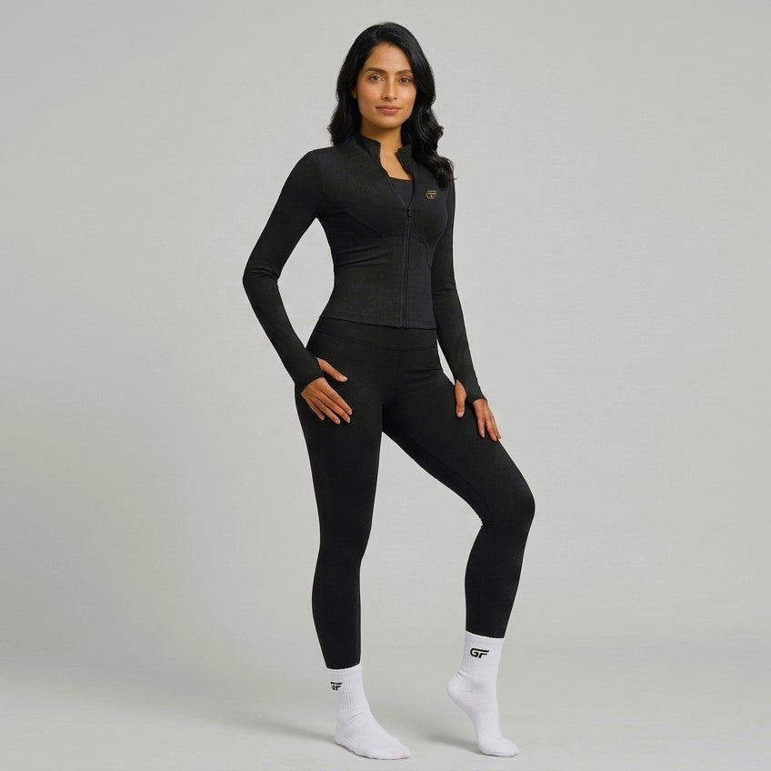 2Pc Zipper Gym Suit for Girls and Women